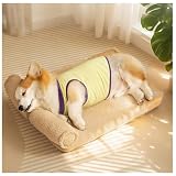 MDICNYV 犬 ベッド 高反発 猫 クッション 洗える 春夏秋冬 ペット ベッド 猫用ソファー さらさら ドライブベッド 高齢犬 ジェラートピケ 清掃しやすい 通気性 蒸れにくい 枕付き性が 子犬 猫 多頭飼い 取り外せるカバー 滑り止め 防水 小型犬 中型犬 大型犬 ペット用品