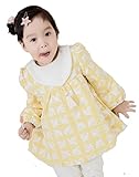 （YRINA）子供服 裏起毛 厚手 チュニック ワンピース 女の子 もこもこ ふわふわ あったか 保温 防寒着 可愛い 花柄 アウター (85cm, イエロー)