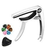 【Amazon限定ブランド】 ギター カポタスト ワンタッチ ギター カポ アコギカポ エレキギター カポタスト エレキギター フォークギターウクレレ用 亜鉛合金 (シルバー)