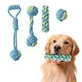JOPOY 4パックの子犬用ロープおもちゃ 犬ロープおもちゃ 犬おもちゃ 犬用玩具 噛むおもちゃ ペット用 コットン ストレス解消 丈夫 耐久性 清潔 歯磨き 小/中型犬に適用 (4PACK, スポーツ)