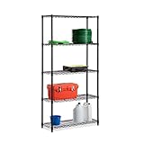 Honey-Can-Do SHF-01442 Adjustable Industrial Storage Shelving Unit, 200-Pounds Per Shelf, Black, 5-T