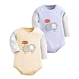 ユニセックスベビー2パックLittle Sheep長袖印刷ボディスーツ( 6 m-12 m )