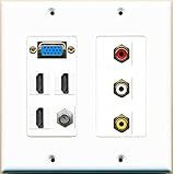 RiteAV – ( SVGAプレート- 2ギャング) 3 HDMI 1同軸コンポジットビデオウォールプレートデュアルGangホワイト