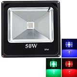 seakysea LED 投光器 50W 500W相当 薄型 リモコン付き 16色RGB 防水防塵 調光調節 イルミネーション