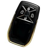 RiNan. スマートキーケース キーカバー ヴェルファイア 20 エスティマ 50系 アルファード ノア ヴォクシー トヨタ 汎用 4ボタン ゴールド