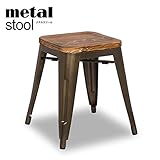メタル×ウッドの存在感／無骨さとやわらかさが同居するデザインスツール/スタッキングスツール　Metal Stool メタルスツール　ブラウン