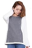 Sweet Mommy マタニティトップス 授乳服 ちりめん風 授乳口付き シンプル Tシャツ 着回し 大きいサイズ 長袖 産前産後 M グレー×ホワイト