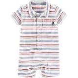 OSHKOSH(オシュコシュ) ストライプボタンフロントロンパース ストライプ ロンパース半袖 9ヶ月【並行輸入】