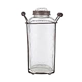 Creative Co-Op DA2580 Glass Vase with Metal Flower Lid 9.5-Inch [並行輸入品]