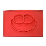 Kuke レッド　防水シリコン　吸盤付き　強い吸着力　かわいいカー形プレート　遊び食べ 離乳食 ベビー食器　ランチ皿　お食事マット　赤ちゃんミニマット　子供食器　ベビー用品