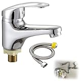 bath&bath 洗面用 トイレ2 手洗い 単水栓 シングルレバー 立水栓 手洗いボウル 洗面台 水道 蛇口 (単水栓＋接続ホース)