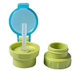 【ノーブランド品】子供　携帯ボトル　流出防止　カバー付き　ストロー　ホッパー　キャップ　全2色 - 緑