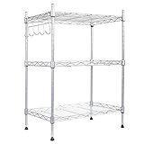 Hapilife メタルラック オープンシェルフ 3段 ポール径12.7mm 幅45×奥行30×高さ60cm 塗装仕上げ シルバー