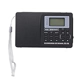 MYNVY ポータブルFM/AM/SWラジオマルチバンドデジタルステレオラジオレシーバーイヤホン出力時間表示目覚まし機能付き外部アンテナ