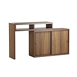 arne テレビ台 コーナー ハイタイプ 伸縮 完成品 パソコンデスク キャビネット T+D 90S引戸 ブラウン