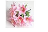 9 頭ユリ人工花結婚式花シルク花ホーム デコレーション