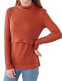 (オーセンティック) AUTHENTIC マタニティ 授乳服 授乳口 付 トップス Tシャツ タートルネック 授乳 カジュアル (XL, オレンジ)