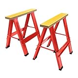 ソーホース 折りたたみ 赤 2台1組 工作台 作業台 天板幅約800mm 天板奥行約140mm 高さ約758mm 耐荷重約200kg DIY 日曜大工 裁断 切断 簡易作業台 木工作業台 作業馬 作業机 ワークテーブル テーブル コンパクト 折り畳み ホビー レッド sawhorset08red