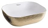 Whitehausコレクションwh71333-f25 Isabella Plusコレクション長方形上マウントBasin withエンボス加工の外部、滑らかな内部、とセンターDrain ,ホワイト/ゴー