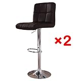 カウンターチェア　昇降式　高さ調節　座面レザー調　回転式　スチール　２脚　おしゃれ　 (ブラウン)