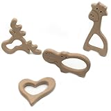Kissteether 16pcs 手作りの木製のオーガニック安全なベビーおしゃぶりガラガラピーチカバキリンペンダントオーガニックナチュラルブナ木製玩具ハンドカット動物DIY赤ちゃんのおしゃぶりの看護