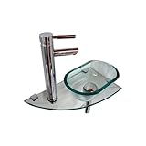 〔ink-ano〕　強化ガラス製洗面ボウル＋ガラス台＋ステンレス金具セット　【サイズ：W450*D250*Ｈ100】