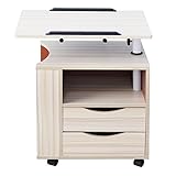 DlandHome 昇降式サイドテーブル ナイトテーブル チェスト サイドテーブル キャスター付き サイドワゴン