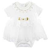 t.f.タフィータフィーBaby Girl新生児Glitter Lace Detail Short Sleeve Uniqueチュチュボディスーツ カラー: ゴールド