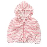PAPA KIDS　子供服 子供コート ベビーアウター ス キッズジャケット 花柄 カッパ レイン コート 長袖 薄手女の子 日焼け止め UVカット 冷房対策 軽量スポーツ (70cm, ピンク)