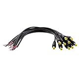 Fenteer 10個　12V 　5.5x2.1mmオス　DC　電源　ソケット　ジャック　コネクタ　ケーブル　プラグワイヤー　ブラック
