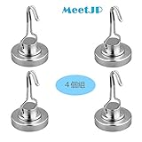 MeetJP　4個組　マグネットフック　超強力　360度回転　上下180度可動　耐荷重　吸盤　...