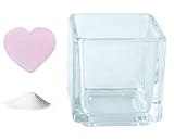 花市場直送便 ミニチュアガラス ハートチップ ピンク & カラーサンド ホワイト & 植え込み用グラス ニューブロックS