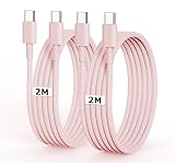 USB C ケーブル 2M 2本 PD対応 60W急速充電 【PSE認証】 USB C to C コード 純正品 type-c ケーブル 高速データ 断線防止 iPhone 17e/17/16/15 Pro/Plus/Pro Max、MacBook Pro/Air、iPad Pro/Airなどtype-c機種対応 充電コード(ピンク)