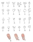 YACHUN ネイルパーツ 3D 立体 デコパーツ 24個セット 揺れるネイルパーツ シルバー メタルパーツ キラキラ ネイルアート ジュエリーパーツ DIY ネイル デコパーツ 手芸 ハンドメイド ネイルデザイン