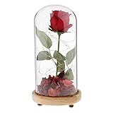 B Blesiya LED フラワー　アレンジ/造花　ローズフラワー　造花　LEDガラス　ロマンチック　プレゼント