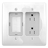 Bryant Electric RR1512W 2-Gang Recessed TV Connection Outlet Plate with 15 Amp 125V Tamper-Resistant