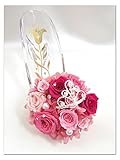 【プリザーブドフラワー／ガラスの靴シリーズ】たくさんのピンクの薔薇たちにお姫様のような輝くティアラをつけて【リボンラッピング付き】