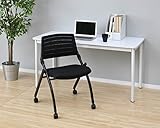 [山善] オフィスチェア 幅57×奥行55×高さ84cm 省スペースに収納可能 完成品 ブラック CNC-88(BK) 在宅勤務 EC-250BK