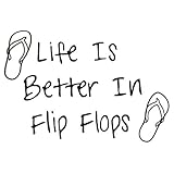 Life is Better in Flip Flops Bedroom Quote Decors Wall Saying Decals Quote for Home Wall Stickers Nu