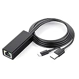 Copuhgima TVスティック用電源ケーブル付きイーサネットアダプタ（2Nd Gen）、4Kスティック、TVスクエア、-USB-RJ45有線LANアダプタ、ブラック