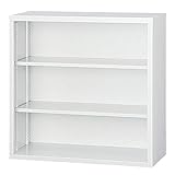 【HCB-TS33K】 キャビネット 書庫 収納 完成品 33タイプ 浅型 オープン書庫 戸棚 書棚 【オフィス家具市場オリジナル:日本製】 W880×D400×H880 ホワイトグレー