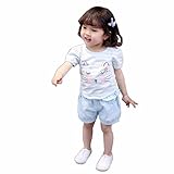 L&S(エル&エス) 子供　女の子 　Tシャツ　ショートパンツセット　半袖 　ツーピース ベビー　上着　ショートパンツセット　ハーフパンツ 女児　ウェア　上下セット　春　夏 (90cm, ブルー)