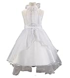 Candykids 子供ドレス/ワンピース/ 女の子スカート/ ガールズフォーマル 発表会 結婚式 入園式 演奏会 全7色 ガールズ (140cm, ホワイト)