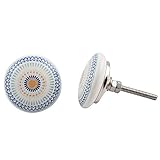 Indian Shelf Handmade Ceramic and Metal Wheel Knob Set, Multicolor, Set of 12 [並行輸入品]