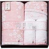 『香典返し 法事 引き出物 お返しなどに人気の商品』　今治製タオル　桜おり布　タオルセット　ピンク　【掛け紙・包装可】