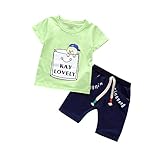 Tovadoo 子供服 ベビー服 男の子 トップス+ズボン 春夏 半袖 熊柄 英字 多色 爽やか 可愛い プレゼント 通学 旅行 海遊び 1-4歳