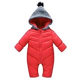 （ジョヒ）Johiベビー外出服 カバーオール 新生児服 キッズ 赤ちゃん 可愛い 暖かい 柔らか 軽量 防寒 男女兼用 2色 (L, 赤)