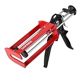 DAFEIKE エポキシガン デュアルコンポーネント コーキングガン マニュアル ダブルカートリッジ コーキングガン パネル ボンド 粘着アプリケーター 400ml/14.9 ml 混合比 1:1 と 2:1 用 レッド