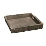 新素材ポリストーンライト ビアス ソーサー スクエアー グレー 26x26cm ／樹脂製植木鉢用受皿