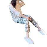 spinas（スピナス） 産前から産後まで マタニティ パジャマ 授乳服 授乳口付き ホワイトトップス 花柄パンツ レギンス ルームウェア 上下２点セット (2XL)